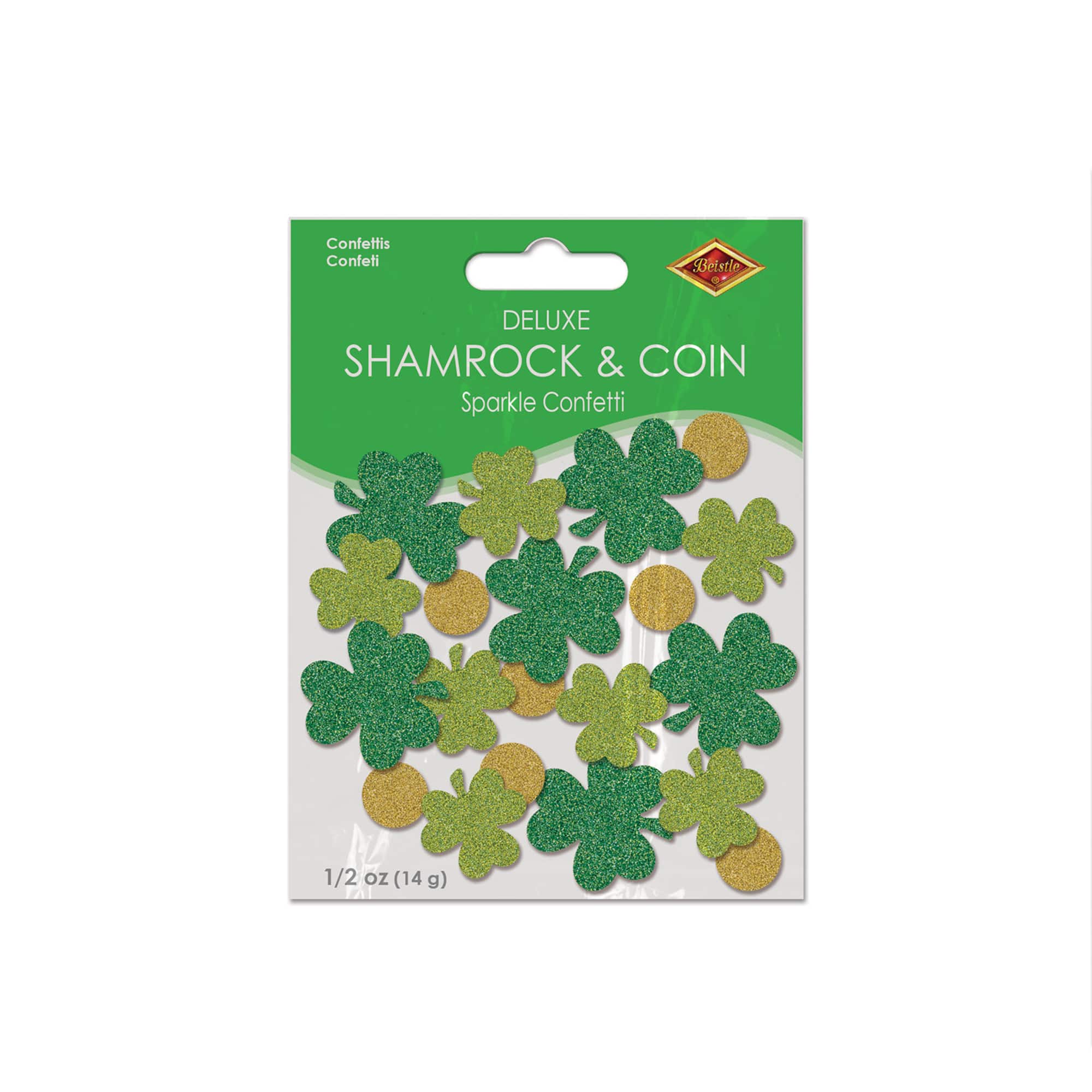Beistle 1/2oz. Shamrock & Coin Deluxe Sparkle Confetti Packs, 2ct.